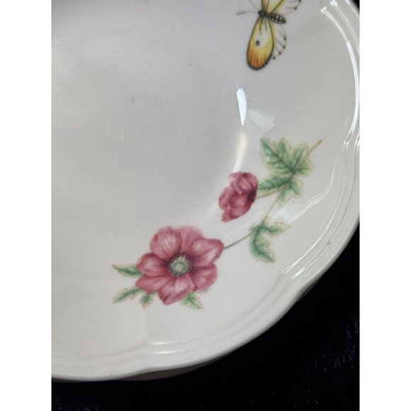 Lenox Butterfly Meadow Soup Fruit Scalloped Bowls Floral & Butterfly Set Of 4 - Picture 5 of 7